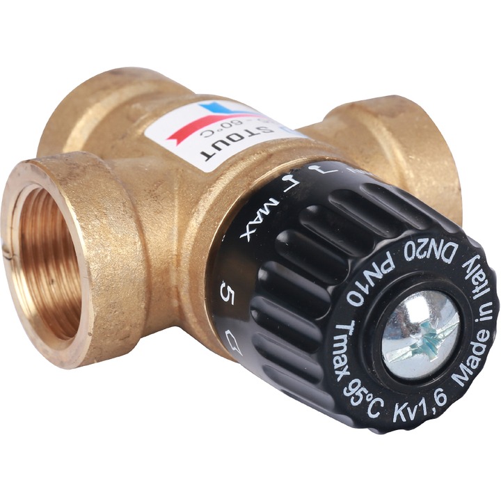 Термостатический смесительный клапан для систем отопления и ГВС STOUT 3/4" ВР 35-60°С KV 1,6 SVM-0110-166020 - фото