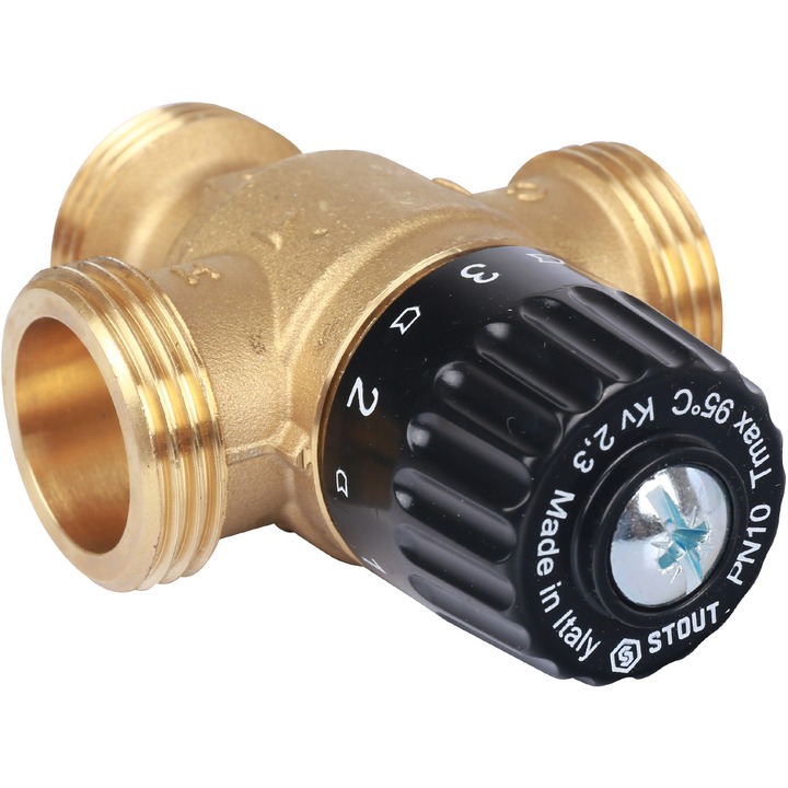 Термостатический смесительный клапан для систем отопления и ГВС STOUT 1" НР 30-65°С KV 2,3 SVM-0125-236525 - фото
