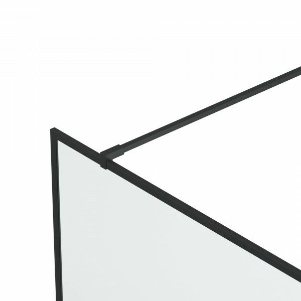  BENETTO Душевое ограждение свободного входа Benetto 1250х2200 прозрачное стекло / профиль черный - фото