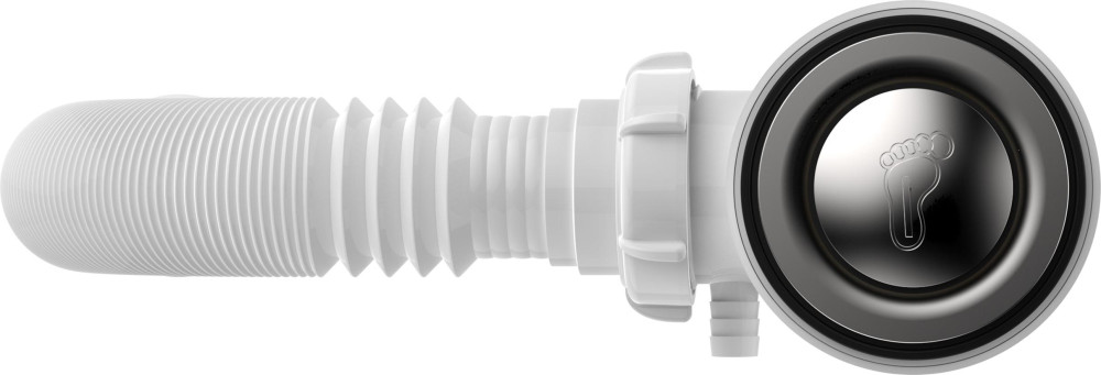 V465 Сифон для душевого поддона 1½ хром D50мм клик-клак мет.сетка, высота 65мм с гофротрубой 40х40-50 фото-3