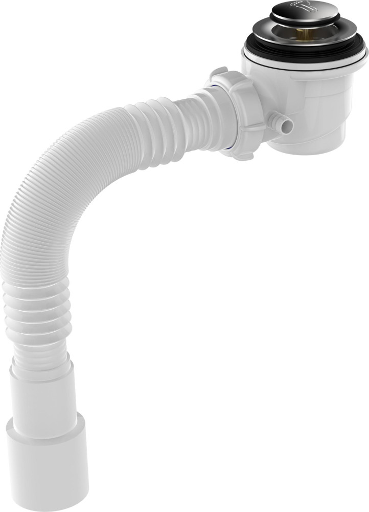 V465 Сифон для душевого поддона 1½ хром D50мм клик-клак мет.сетка, высота 65мм с гофротрубой 40х40-50 - фото1