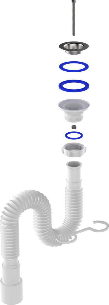 F203 Гофросифон 1¼х40-50 с металлической решеткой 380-750 мм. фото-5