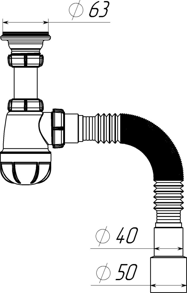 S1015 Сифон для умывальника 1¼х40 с гофротрубой 40х40-50 фото-7 S1015 Сифон для умывальника 1¼х40 с гофротрубой 40х40-50 фото-7