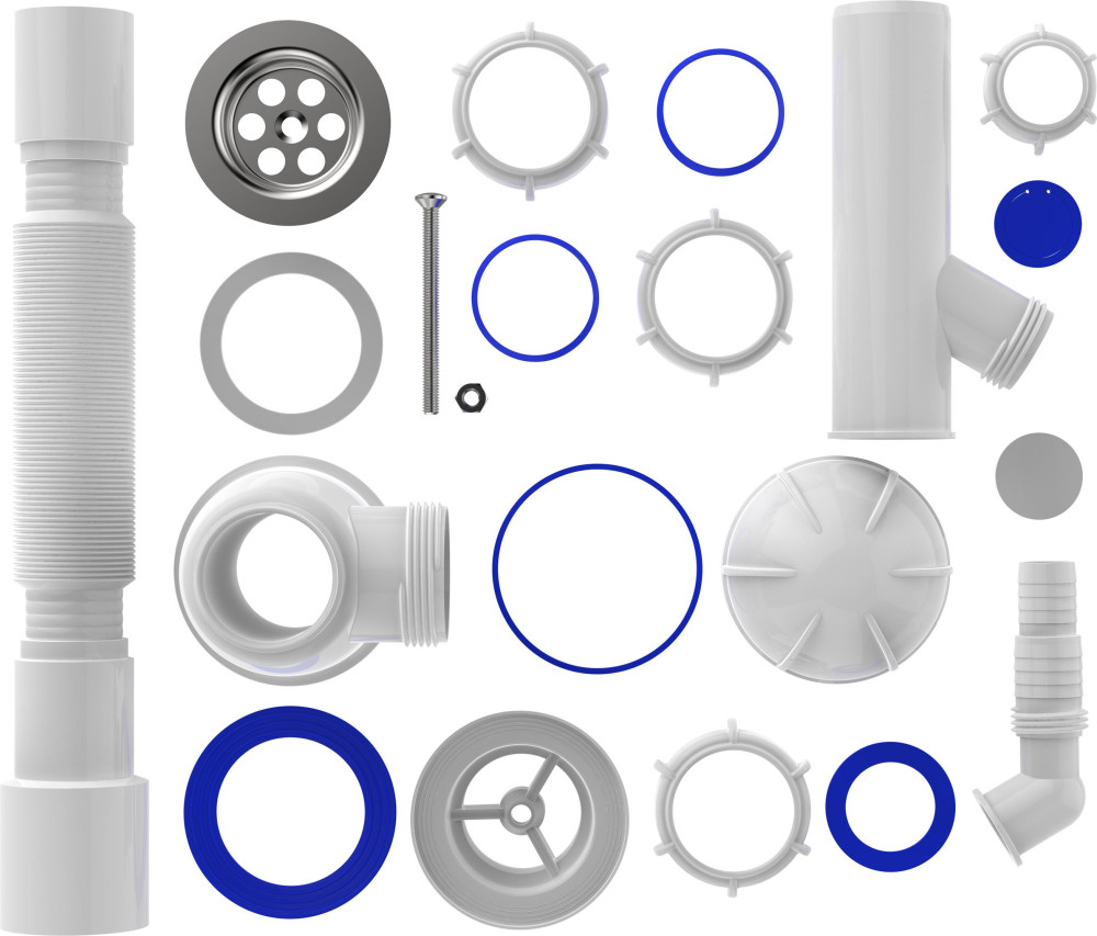 B1025 Сифон для кухни 1½&quot;х40 с отводом для стиральной машины с гофротрубой 40х40-50 фото-6