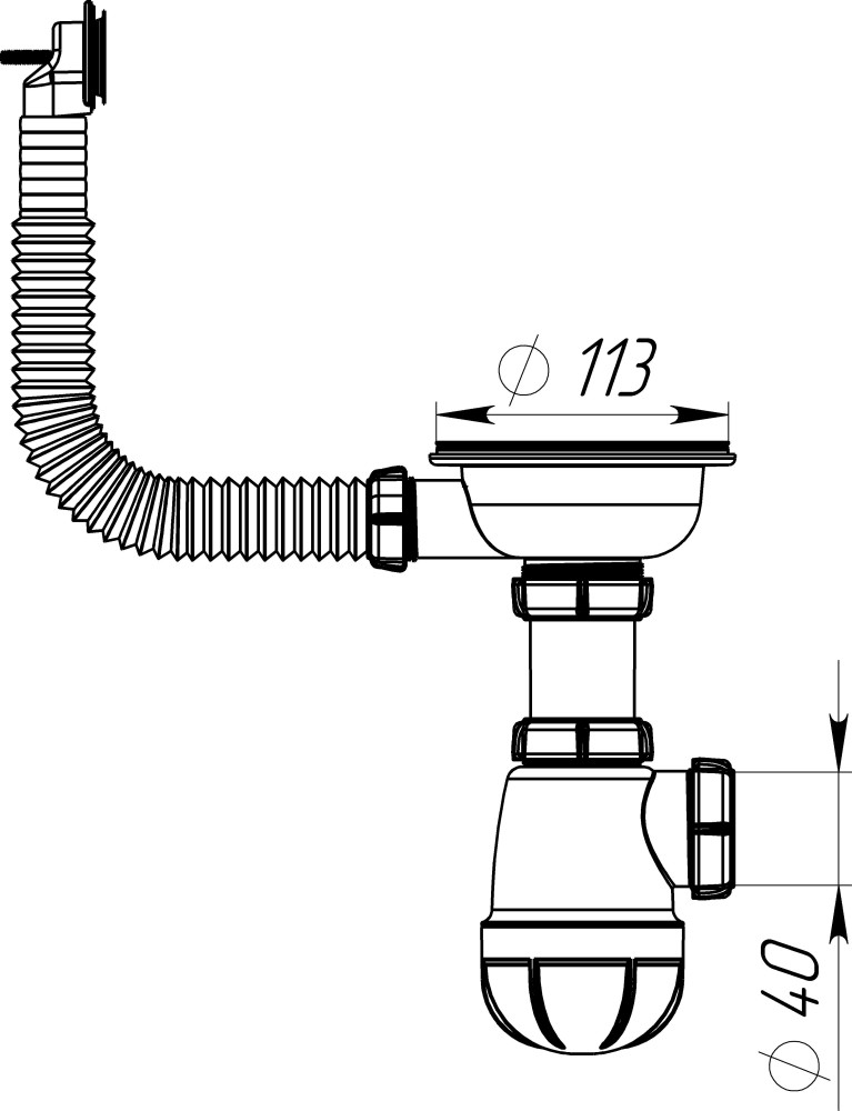 B0142 Сифон для мойки 3½х40 с круглым переливом фото-5 B0142 Сифон для мойки 3½х40 с круглым переливом фото-5