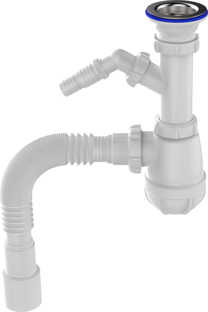 B1025 Сифон для кухни 1½&quot;х40 с отводом для стиральной машины с гофротрубой 40х40-50 - фото2