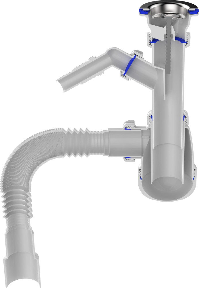 B1025 Сифон для кухни 1½&quot;х40 с отводом для стиральной машины с гофротрубой 40х40-50 фото-4