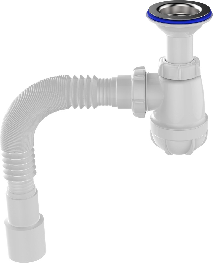 S0515 Сифон для кухни малый 1½х40 с удлинённой горловиной с гибкой трубой 40х40-50 - фото1