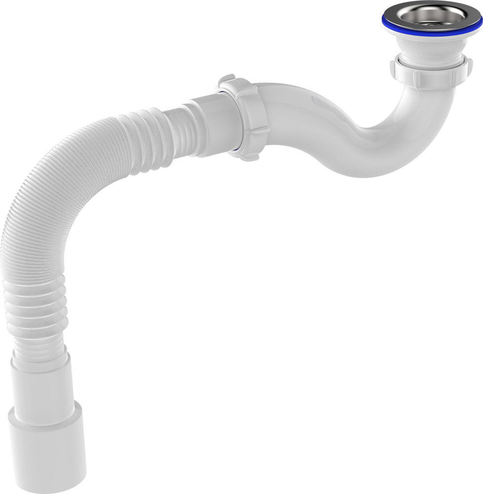 V145 Сифон для душевого поддона 1½х40 прямоточный с гофротрубой 40х40-50  - фото1