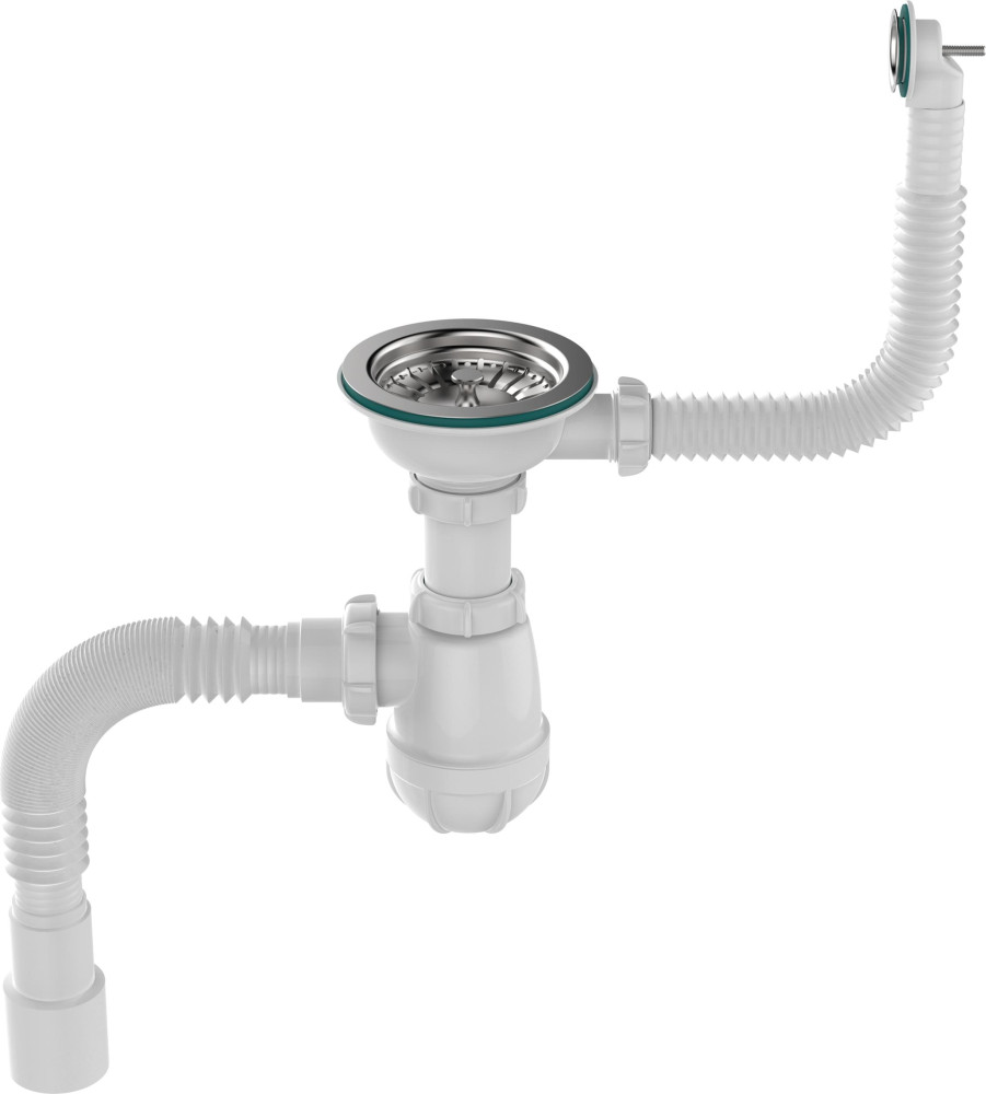 B0139 Сифон для мойки 3½х40 с круглым переливом с гофротрубой 40х40-50 - фото2