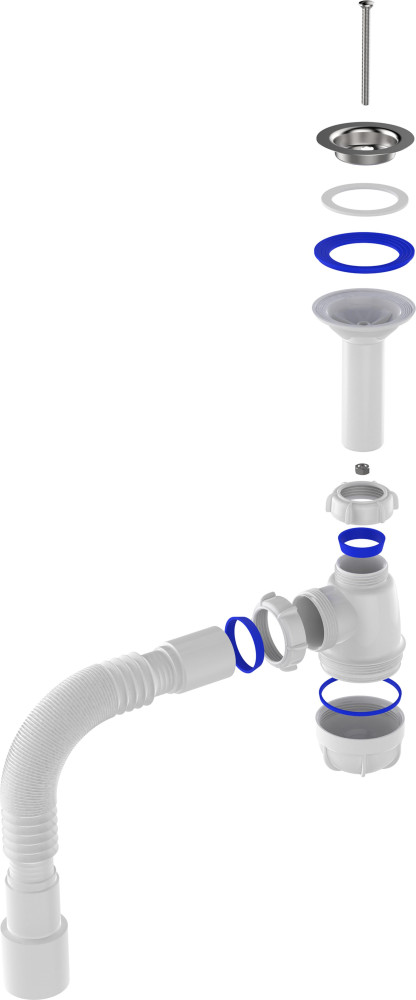 S0515 Сифон для кухни малый 1½х40 с удлинённой горловиной с гибкой трубой 40х40-50 фото-6
