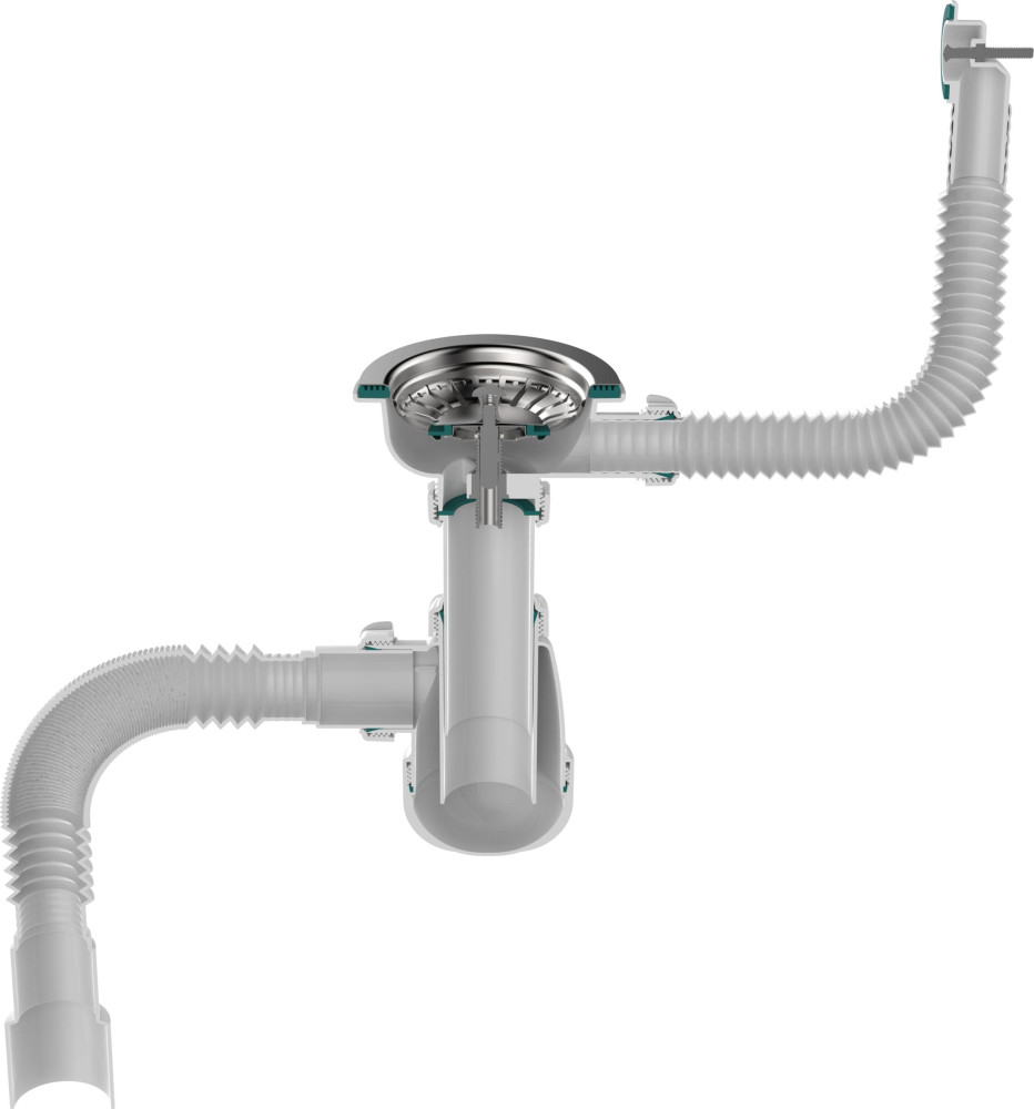 B0139 Сифон для мойки 3½х40 с круглым переливом с гофротрубой 40х40-50 фото-4