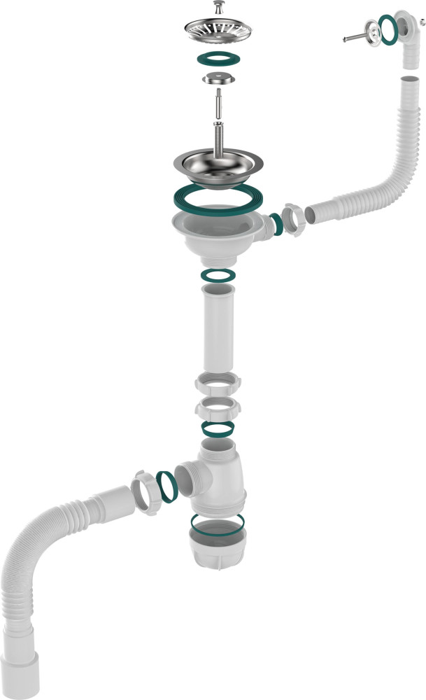 B0139 Сифон для мойки 3½х40 с круглым переливом с гофротрубой 40х40-50 фото-6