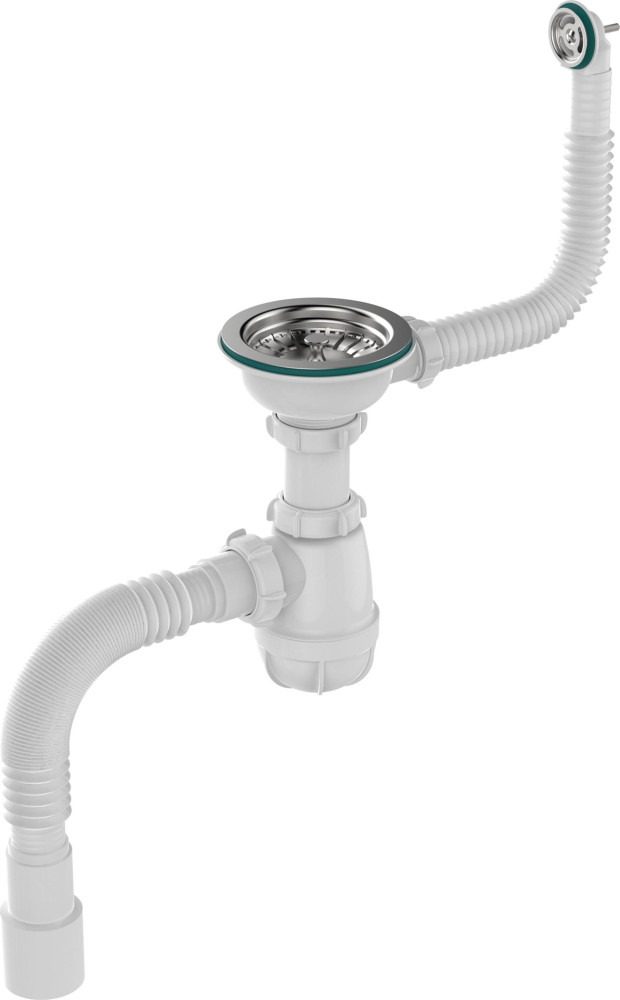 B0139 Сифон для мойки 3½х40 с круглым переливом с гофротрубой 40х40-50 - фото1