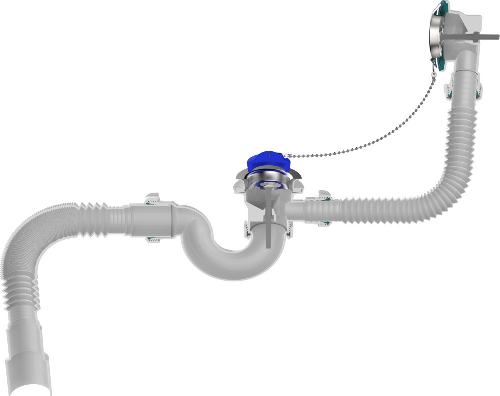 V155 Сифон для ванны 1½х40 с выпуском, переливом и гофротрубой 40х40-50 фото-7