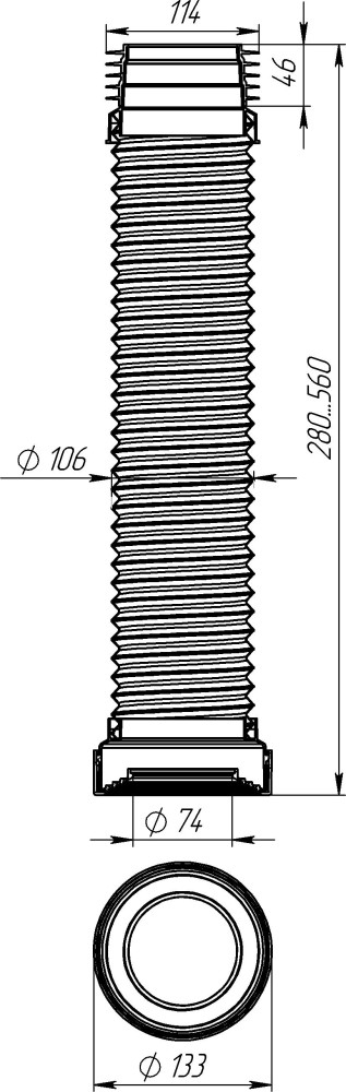 T928 Удлинитель гибкий для унитаза (гофра) армированный 280-560 мм. фото-10