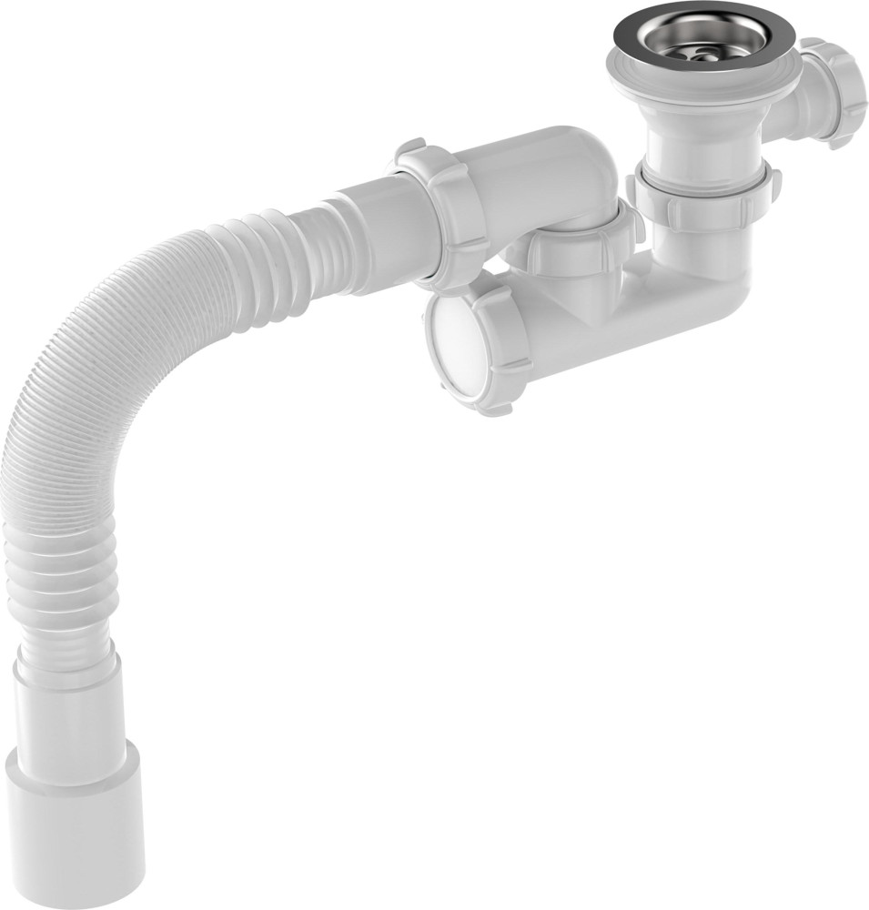 V245 Сифон для душевого поддона 1½х40 регулируемый с гофротрубой 40х40-50  - фото1