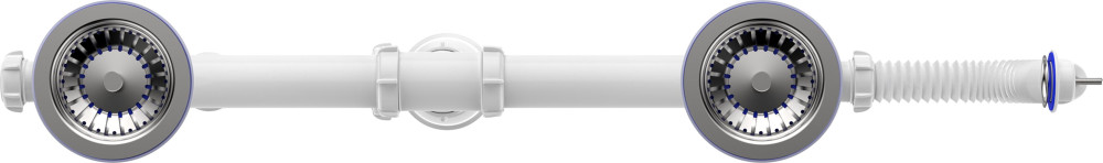 D0139 Сифон для мойки сдвоенный 3½&quot;х40 с круглым переливом и гофротрубой 40х40-50 фото-3