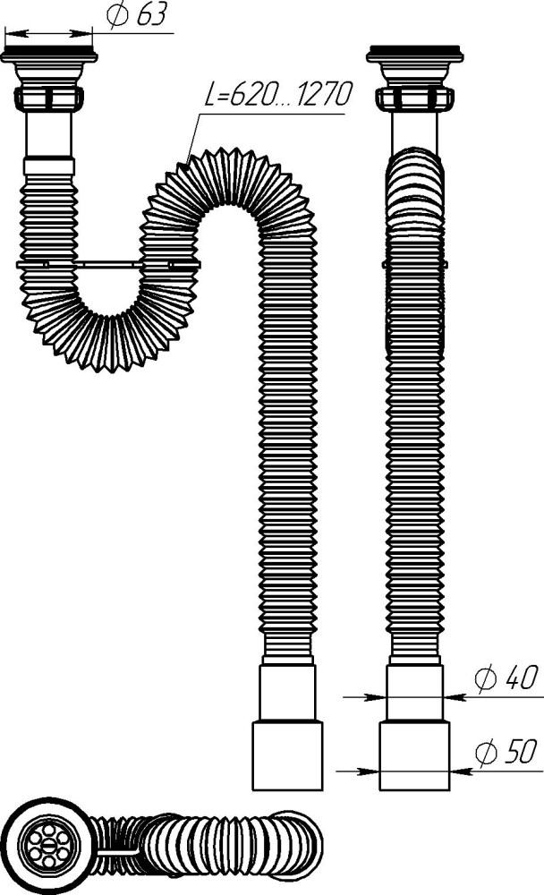 F213 Гофросифон удлиненный 1¼х40-50 фото-9