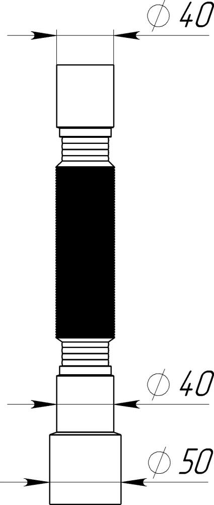 T003 Гибкая труба 40х40-50 (гофротруба) 345-715 мм. фото-4 T003 Гибкая труба 40х40-50 (гофротруба) 345-715 мм. фото-4