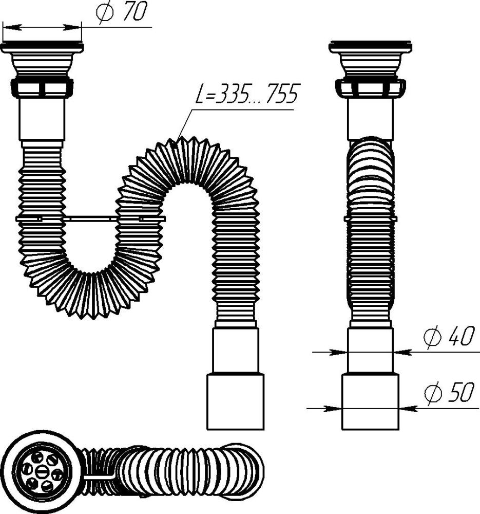 F103 Гофросифон 1½"х40-50 фото-9