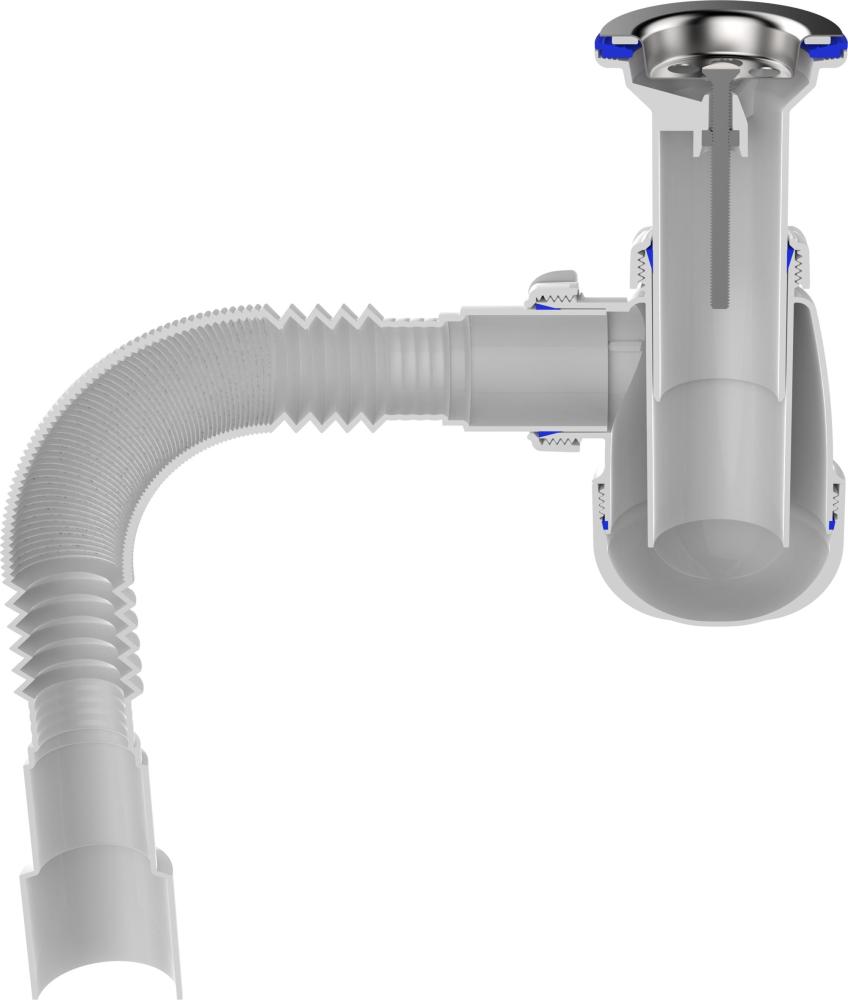 B0515 Сифон для кухни 1½"х40 с удлинённой горловиной с гофротрубой 40х40-50 фото-4