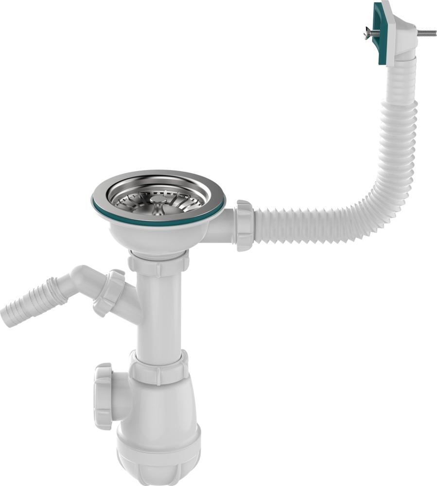 B0148 Сифон для мойки 3½"х40 с прямоугольным переливом и гофротрубой 40х40-50 - фото2