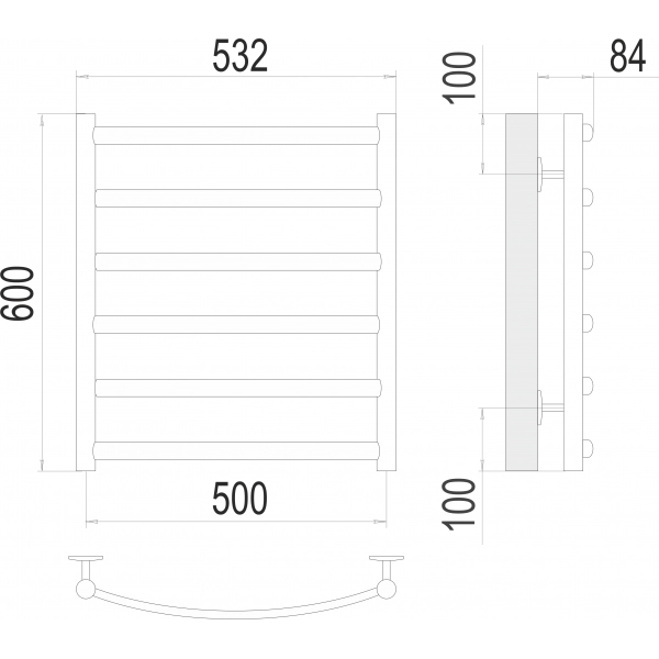 Полотенцесушитель Terminus «Атланта+» П6 500х600, Хром - фото