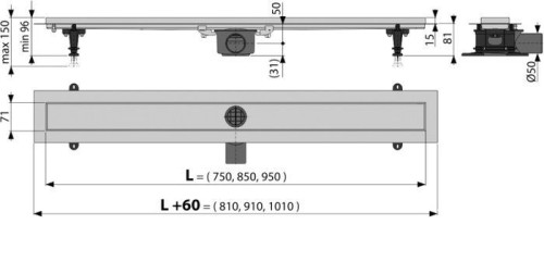 Водоотводящий желоб с двойной решеткой Alcaplast Double APZ13-DOUBLE9-850 - фото