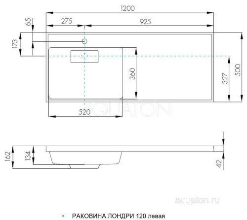 Умывальник Лондри 120 левый, белый - фото