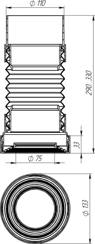 T712 Удлинитель гибкий для унитаза с выпуском 110мм 290-330 мм - фото