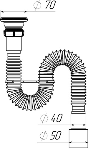 F113 Гофросифон удлиненный 1½"х40-50 - фото