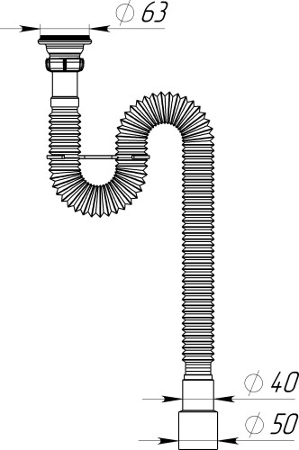 F213 Гофросифон удлиненный 1¼"х40-50 - фото