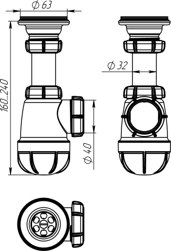 С1000/S1000 Сифон для умывальника 1¼"х40 - фото