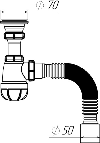 S0110 Сифон для умывальника 1½"х40 с гофротрубой 40х50 - фото