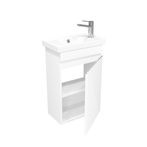 Тумба подвесная Laparet SARGAS mini 50 R под умывальник Frame 50, правый, УЛЬТРА белый глянец - фото