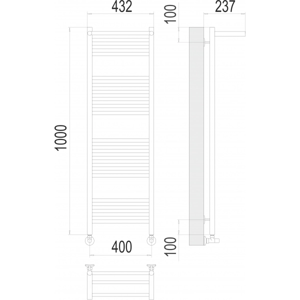Полотенцесушитель Terminus «Аврора с/п» П20 400х1000, Хром - фото