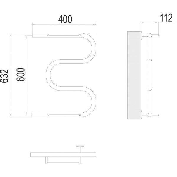 Полотенцесушитель Terminus М-образный с полкой 600х400 - фото