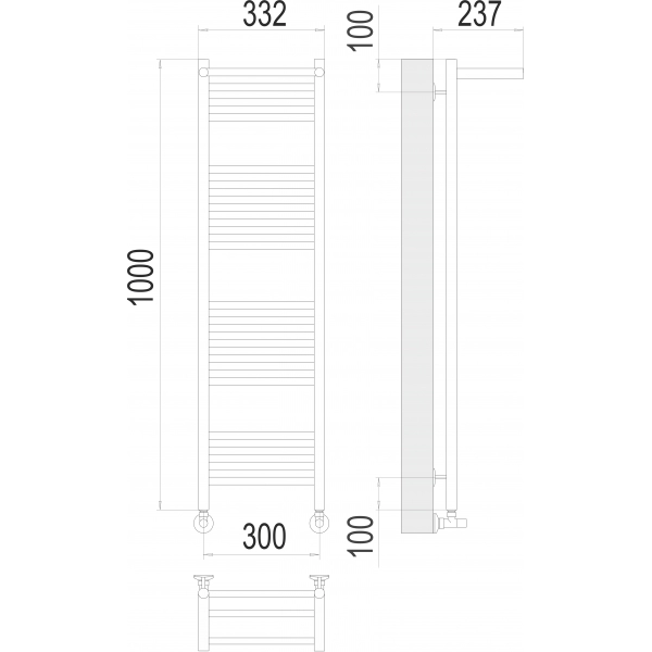 Полотенцесушитель Terminus «Аврора с/п» П20 300х1000, Хром - фото