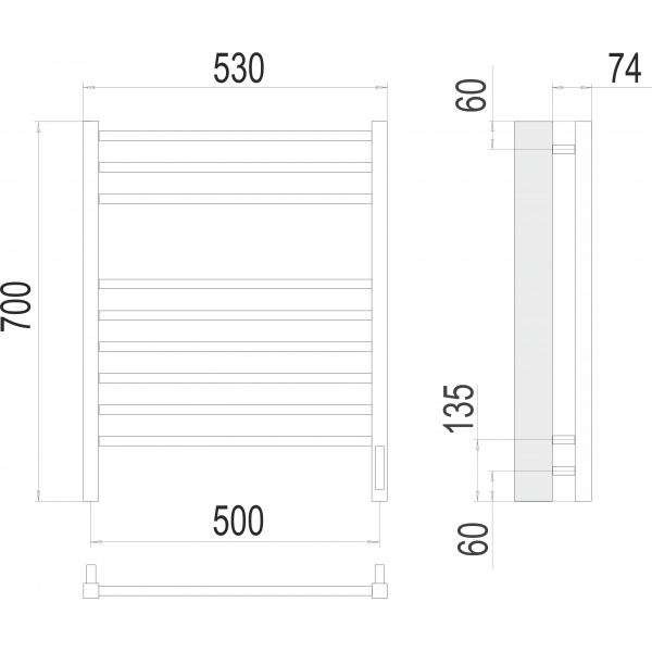 Полотенцесушитель Terminus «Сицилия» П9 500x700 электро (sensor quick touch), Белый - фото