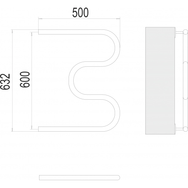 Полотенцесушитель Terminus М-образный 32 600х500 - фото