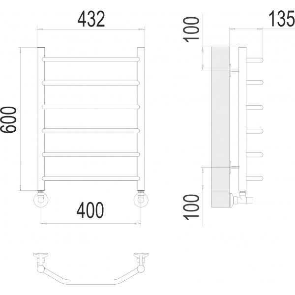 Полотенцесушитель Terminus «Виктория» П6 400х600, Хром - фото