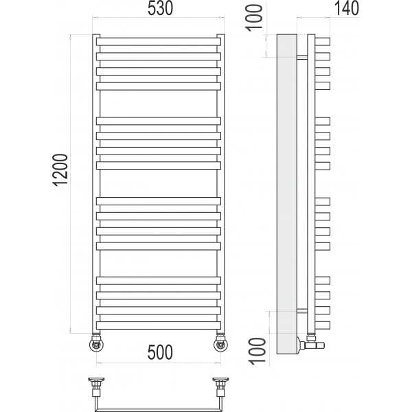 Полотенцесушитель Terminus «Рид» П16 500х1200, Хром - фото