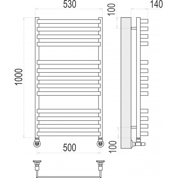 Полотенцесушитель Terminus «Рид» П13 500х1000, Хром - фото