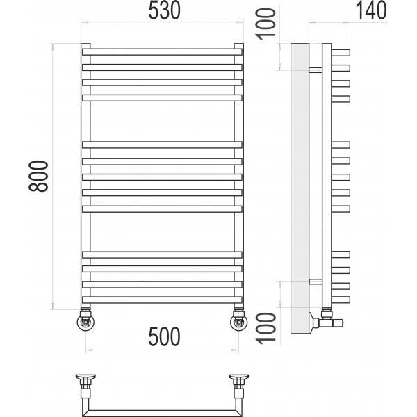 Полотенцесушитель Terminus «Берн» П13 500х800, Хром - фото