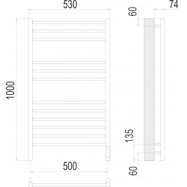 Полотенцесушитель Terminus «Сицилия» П12 500x1000 электро (sensor quick touch), Белый - фото