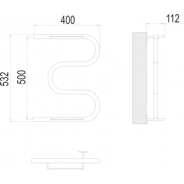 Полотенцесушитель Terminus М-образный с полкой 500х400 - фото