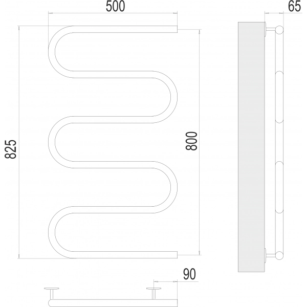 Полотенцесушитель Terminus Электро 25 Ш-обр 500х800 - фото