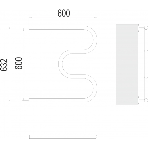 Полотенцесушитель Terminus М-образный 32 600х600 - фото