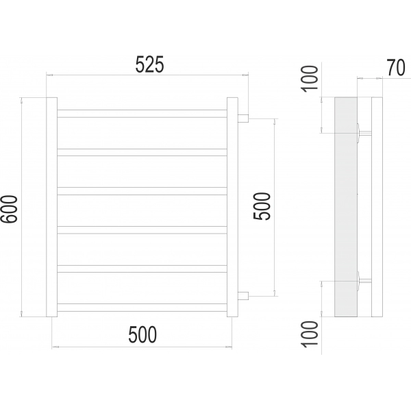 Полотенцесушитель Terminus «Вега» П6 500х600 бп500, Хром - фото